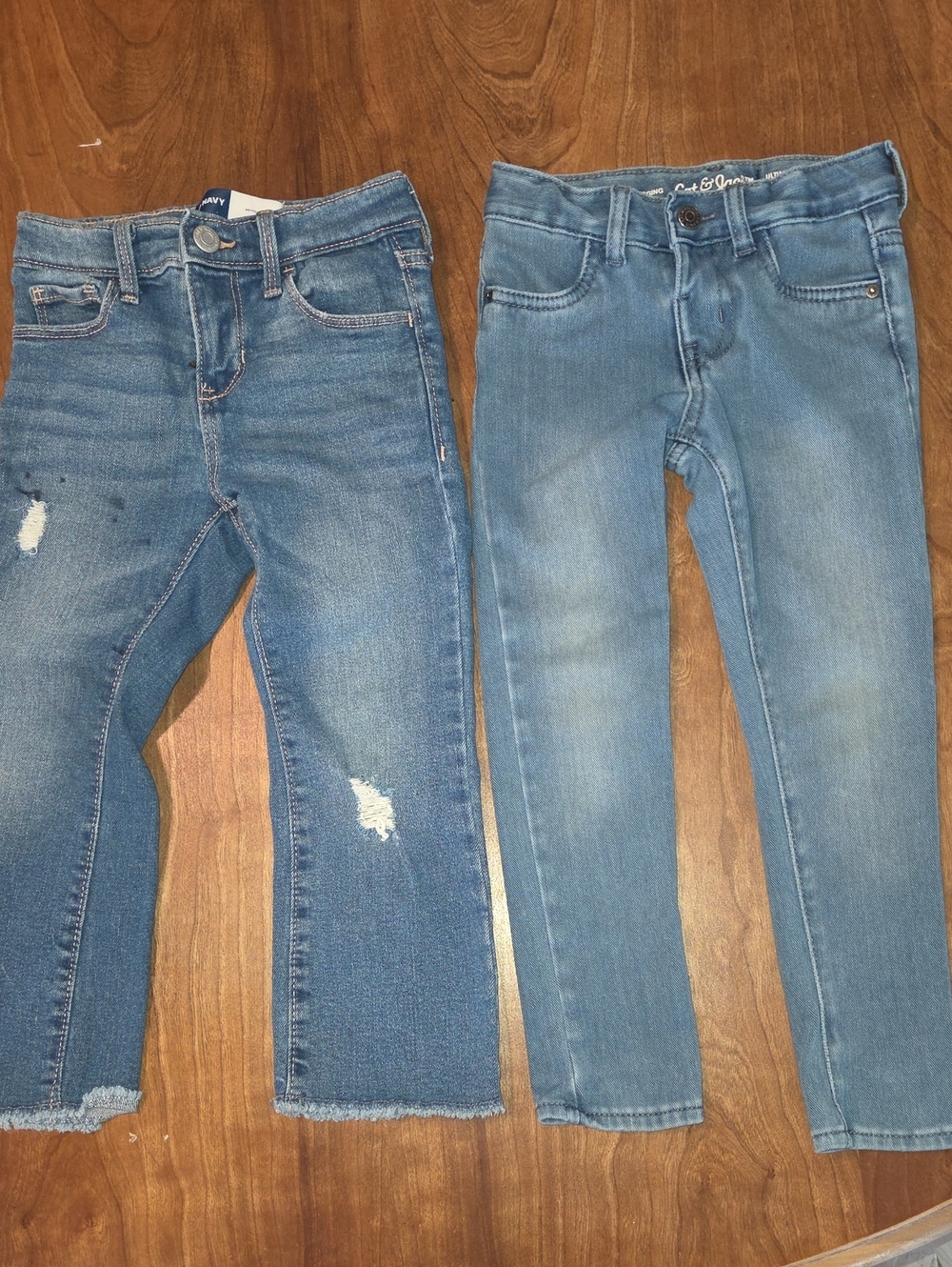 Old Navy Girls' Ankle Jeans in Medium & Light Blue Denim Duo